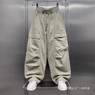 潮牌美式高街痞帅工装裤男士2026夏季新款潮流大口袋设计感阔腿裤