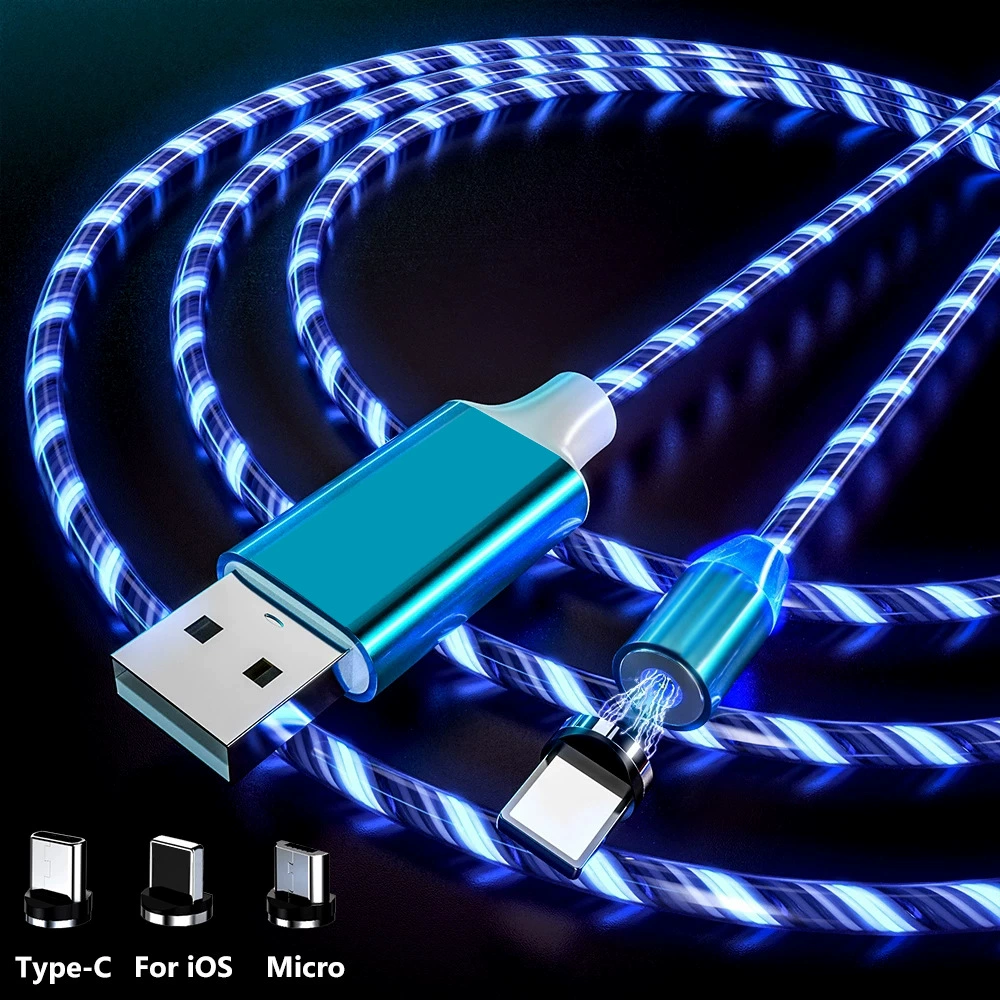 Magnetic cable lit LED Micro USB cable charging is suitable for Apple's millet magnet charging cable