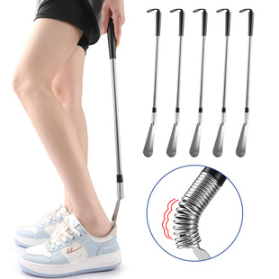Stainless Steel Lazy Shoe Hole Angle Bendable Fit Heel Shoes Easy to Wear Long Shoe Lift for Pregnant Women and Elderly