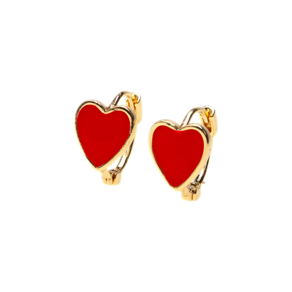 Fashion Dripping Oil Heart-shape Copper Earrings Wholesale display picture 14