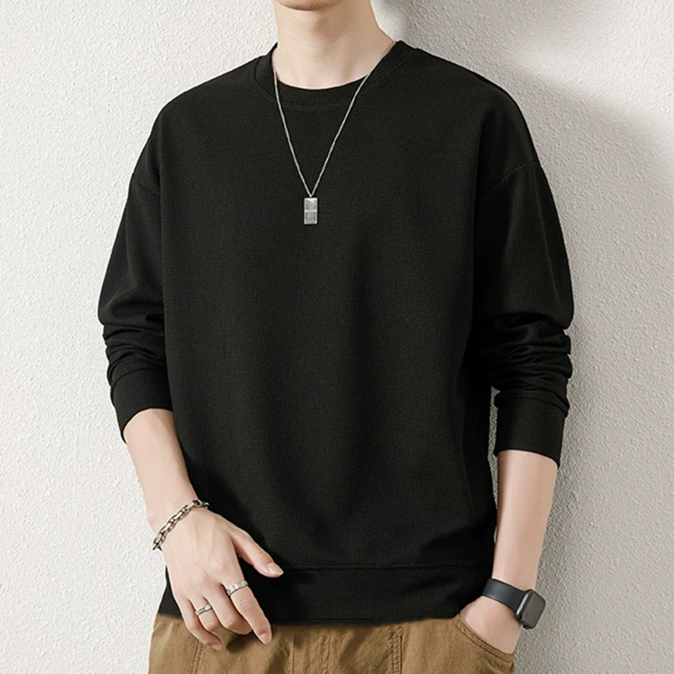 Вафельная Осенняя новая толстовка, Мужская модная брендовая Свободная Повседневная Свободная Студенческая пара с круглым вырезом и длинным рукавом