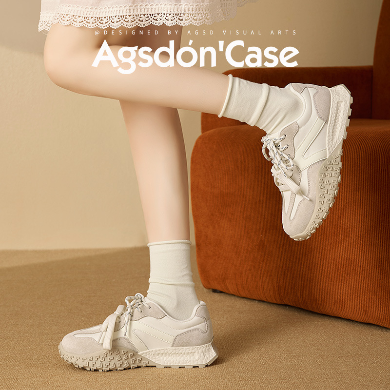 Zapatos deportivos de Augu Shi Deng Gump para mujeres 2026 primavera nuevos zapatos de entrenamiento blancos casuales ligeros zapatos de suela gruesa