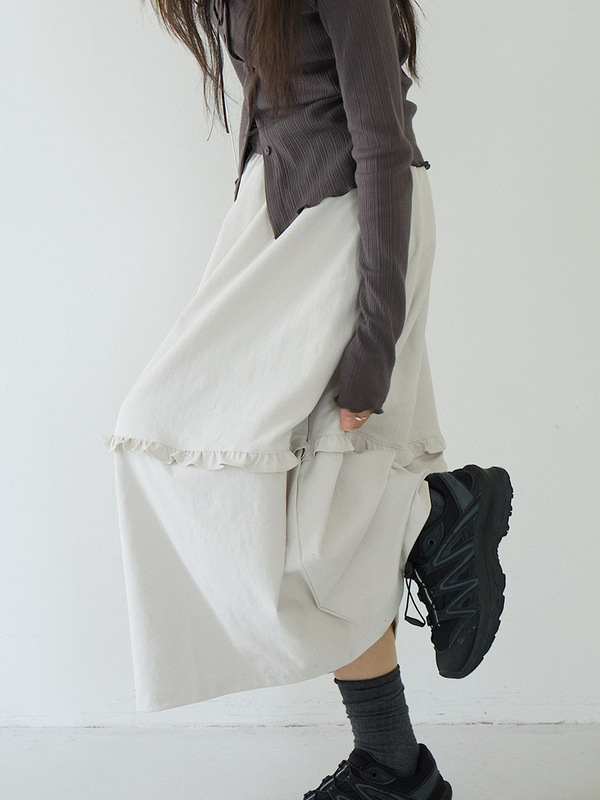 【欧凡】文艺范儿简约宽松高腰半身裙女2025季季新款显瘦长裙3172|undefined