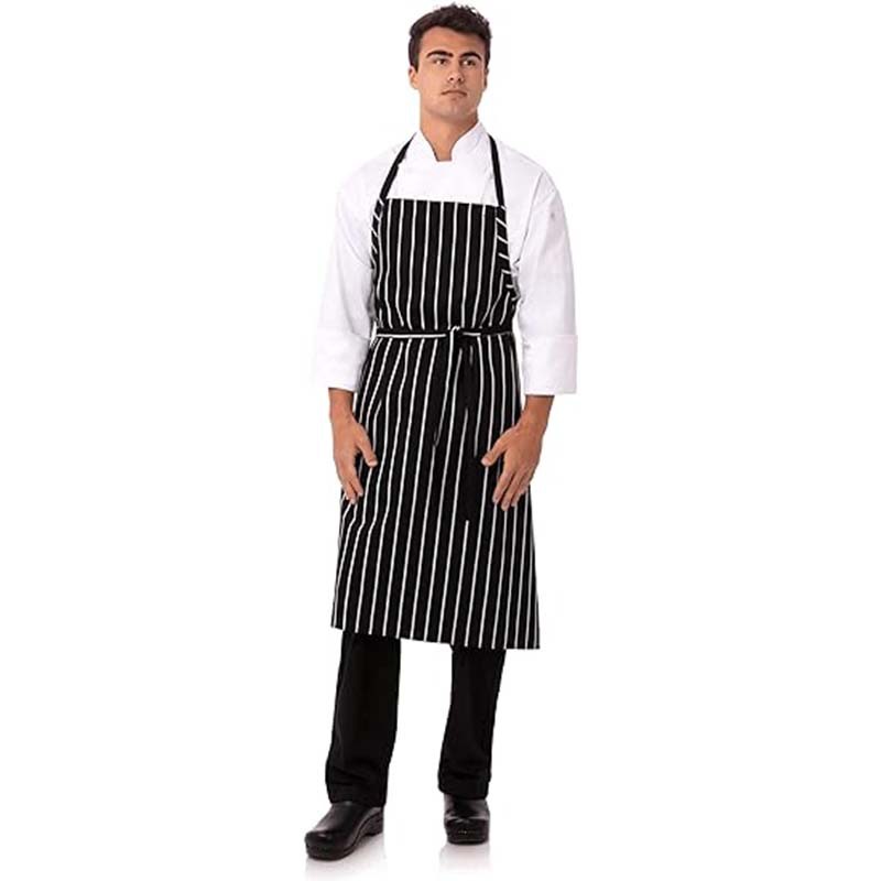 Transfronterizos coreanos moda poliéster algodón delantal rayas cocina hogar café restaurante occidental ropa de trabajo delantal al por mayor personalizado