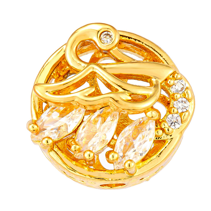 Antiguo método oro goteando aceite azul quemado colgante cuentas Dios de la riqueza atrapador de sueños flor cuentas de tambor accesorios de bricolaje joyería de transferencia