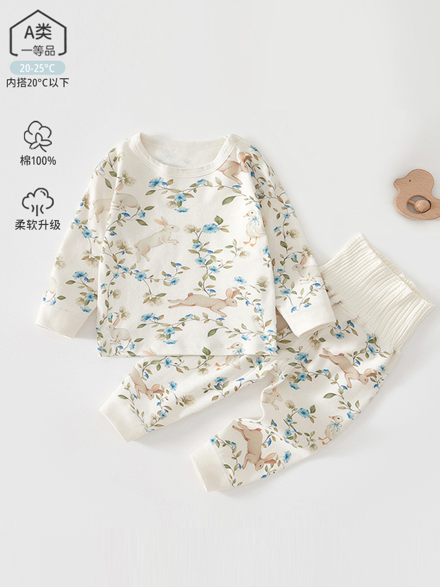 Ropa de otoño para bebés niñas A clase de ropa infantil impresa completa pijama de cintura alta ropa de otoño para niñas algodón conjunto de ropa de hogar