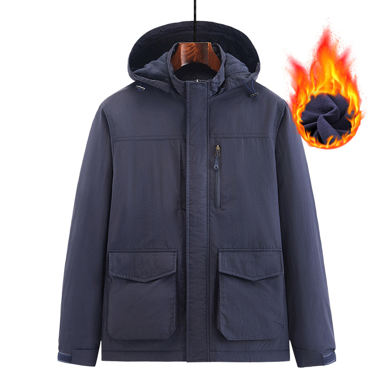 Chaqueta de otoño y invierno para hombres secos rápidos para hombres bolsillos de algodón grueso a prueba de viento impermeable tendencia de trabajo casual chaqueta superior