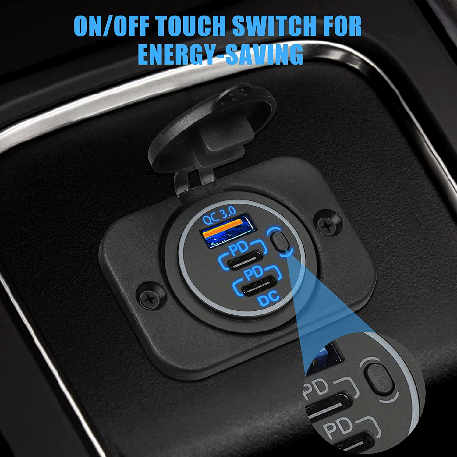 Хиты продаж Amazon автомобильный модифицированный автомобиль зарядка 3 USB порта QC3.0 переключатель 12-24В быстрая зарядка