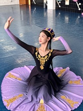 维吾族舞蹈服装大摆裙练习裙艺考考级民族服装女装新疆舞蹈演出服