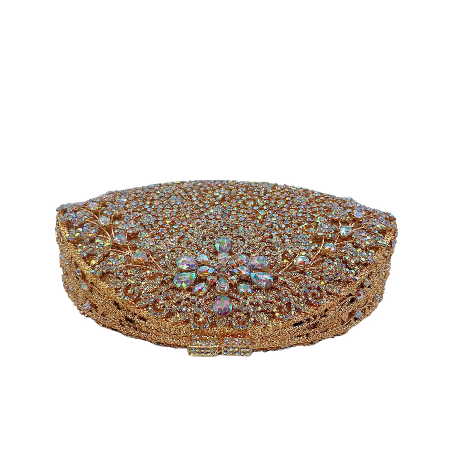 Túi clutch dạ hội đính kim cương hoa tử đằng phong cách Âu Mỹ — Màu vàng kim, Vàng AB, Đế vàng kim cương, Xanh nước hồ chi tiết 4