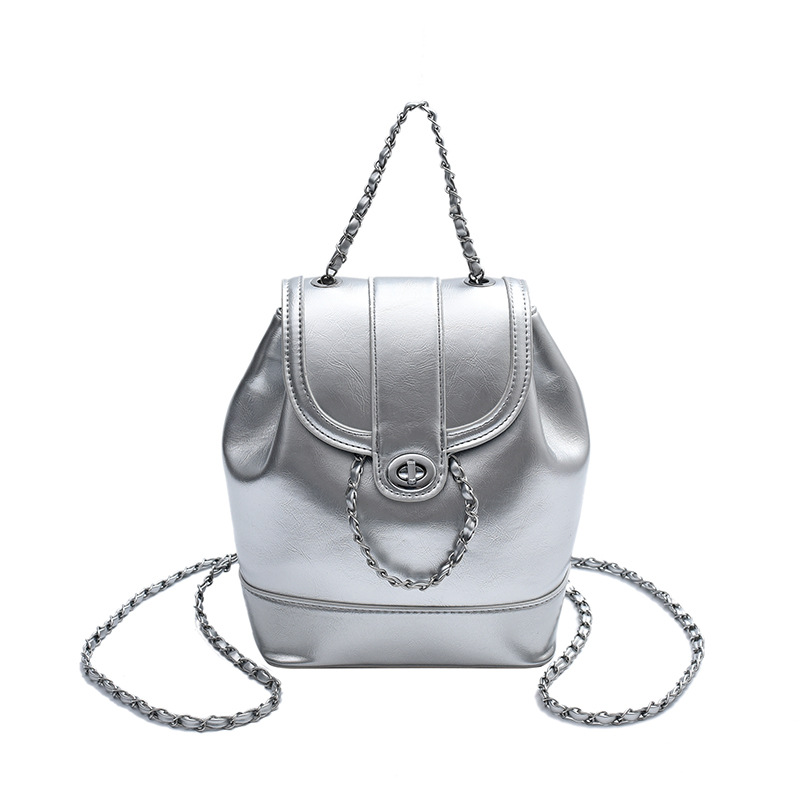 2024 nuevo estilo ins moda negro pequeña fragancia cadena mochila femenina estudiante