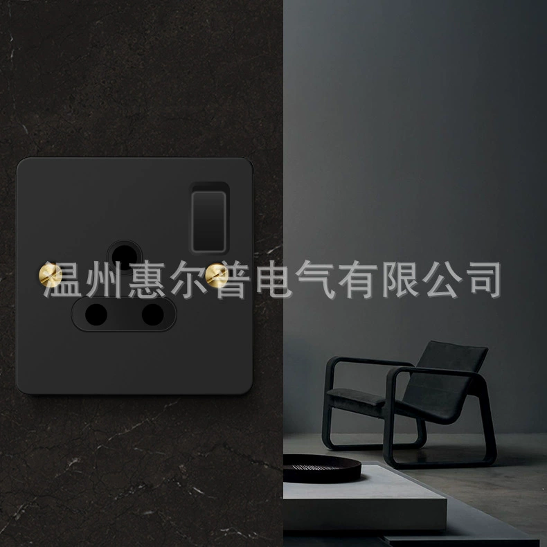 Mounted black retro switch key, light panel stainless steel