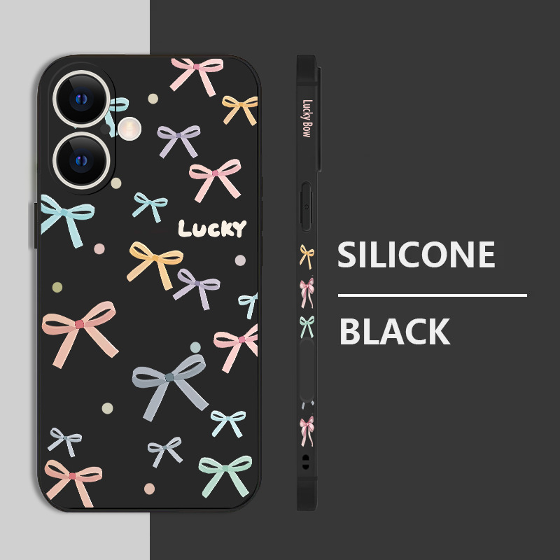 Suitable for Apple 17Pro Full-Screen Bow Phone Case, Apple 16 Anti-Fall, Apple 15Plus Full Protection