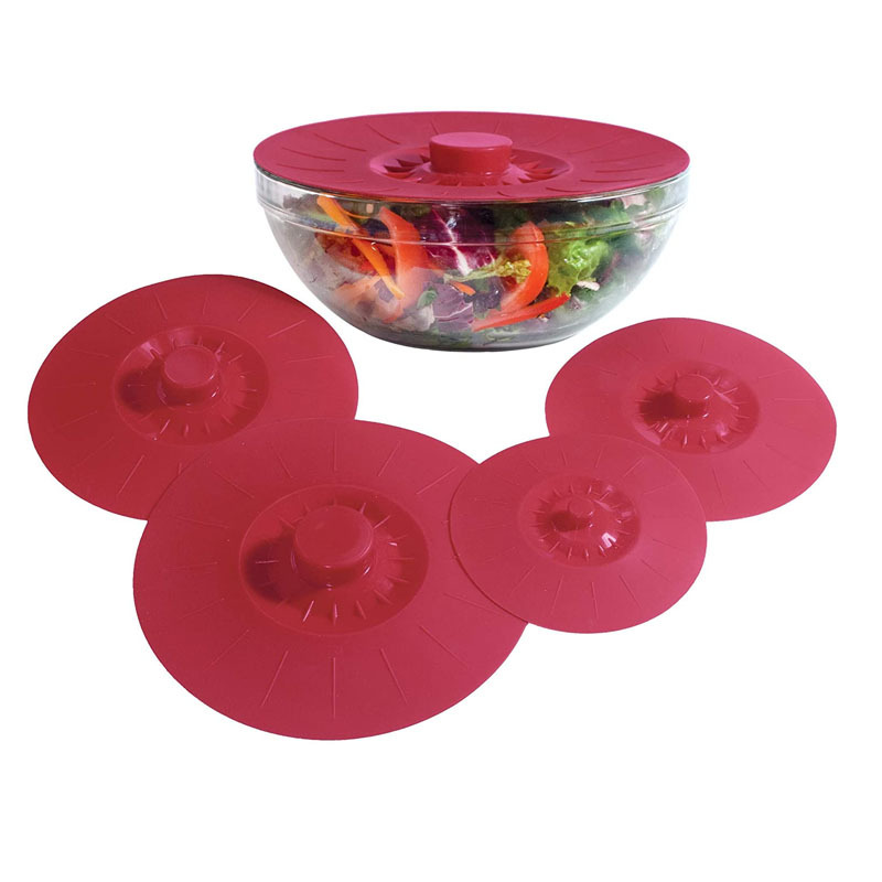Tapas de sellado universales de calidad alimentaria para tazas y tazones, a prueba de polvo para refrigeradores, a prueba de salpicaduras para hornos de microondas, juego de cinco tapas de silicona para conservar la frescura