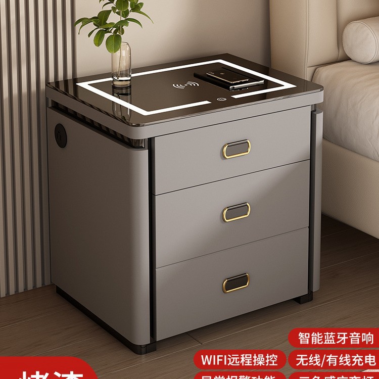2025 New Safe Wireless Charging Bluetooth Speaker USB Charging Bedside Cabinet Multifunctional Smart Bedside Cabinet