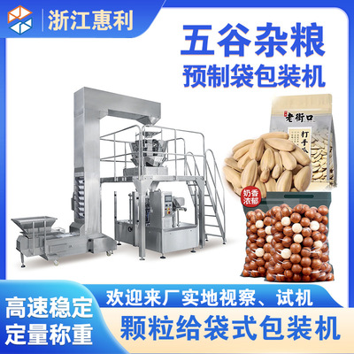 [预制袋全自动拉链袋调味料五谷杂粮花生坚果给袋式颗粒包装机]