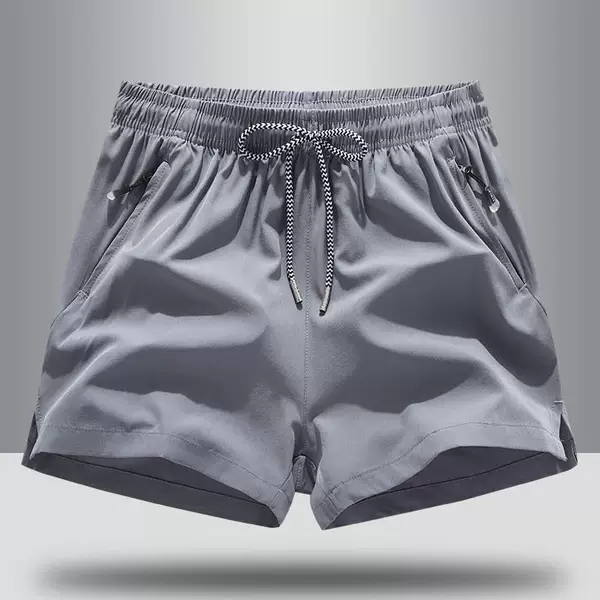 Zippered ice silk shorts, summer thin style, unisex, loose three-quarter pants, elastic sports outerwear, quick-dry running casual pants