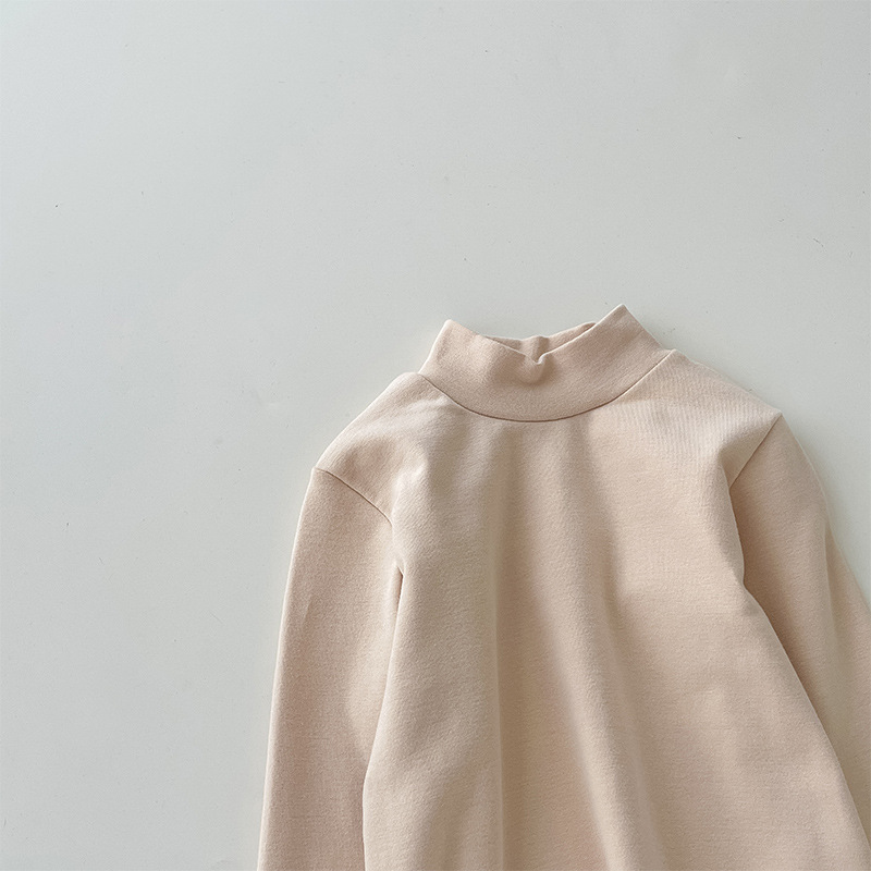 Camiseta de cuello medio elástica de 280 g para niños y niñas, estilo otoño 2026, talla 150-160