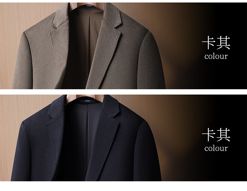 Áo vest nam dáng ôm chất liệu dạ hai mặt pha len và cashmere, tay dài, kiểu mới — Xanh da trờicolor, màu kaki, màu xám, đen chi tiết 13