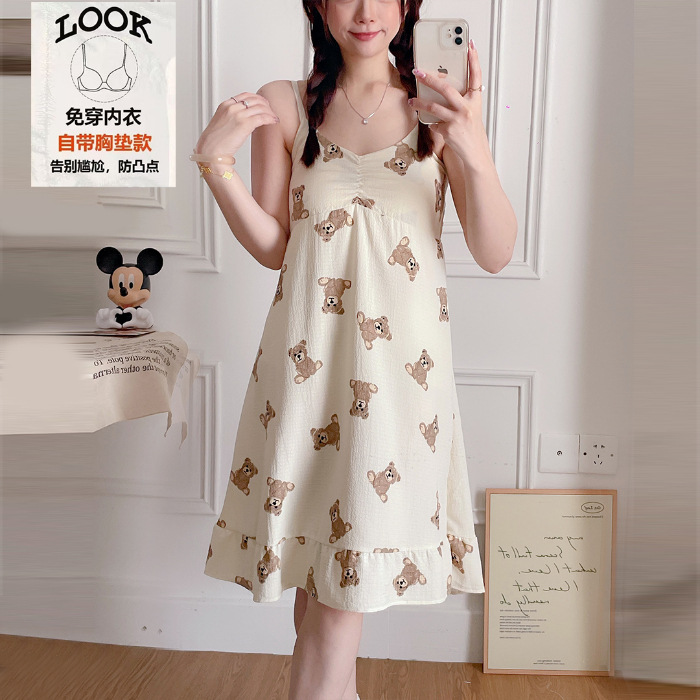 2025 verano abrigo plegado pijama chicas lindas dibujos animados pijama de chicas falda de ropa para el hogar fabricantes de comercio exterior