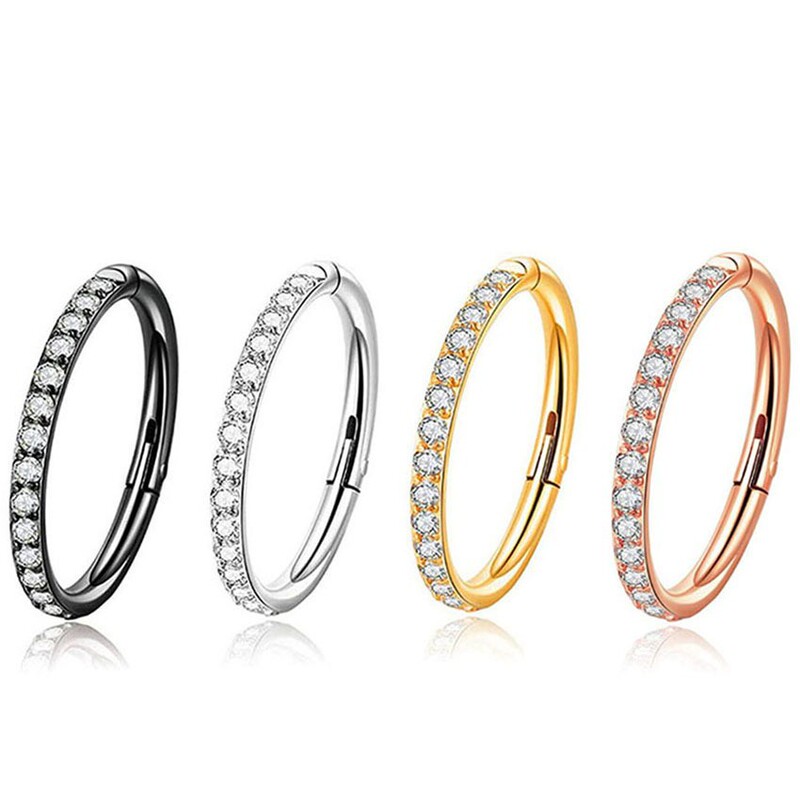 316 stainless steel puncture product zircon nose ear ring closed ring seamless ring nose ring jewelry
