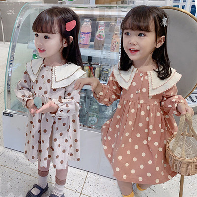 童装女童春装2021新款韩版连衣裙女宝宝长袖圆点公主裙代发65337|ru