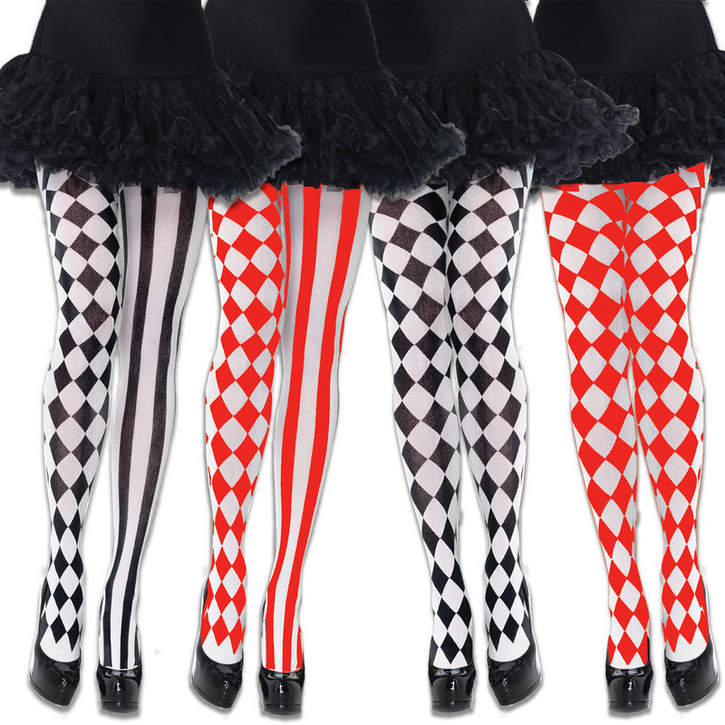 Halloween Cosplay Black and White Diamond Pantyhose Clown Masquerade Plaid Stockings Halloween Cosplay Black and White Diamond Pantyhose Clown Masquerade Plaid Stockings