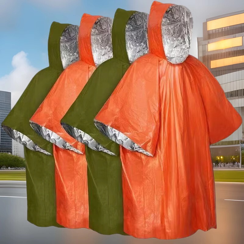 Bethi and Outdoor Emergency Blanket Raincoat Emergency Cold-proof Polyester Fiber Insulation Survival Life-saving Poncho Equipment Bethi and Outdoor Emergency Blanket Raincoat Emergency Cold-proof Polyester Fiber Insulation Survival Life-saving Poncho Equipment