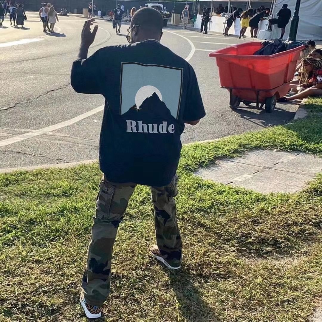 Cross Border High Version RHUDE Short Sleeve Collection American Vintage Marlboro High Street Casual Loose Couple Crewneck T-Shirt