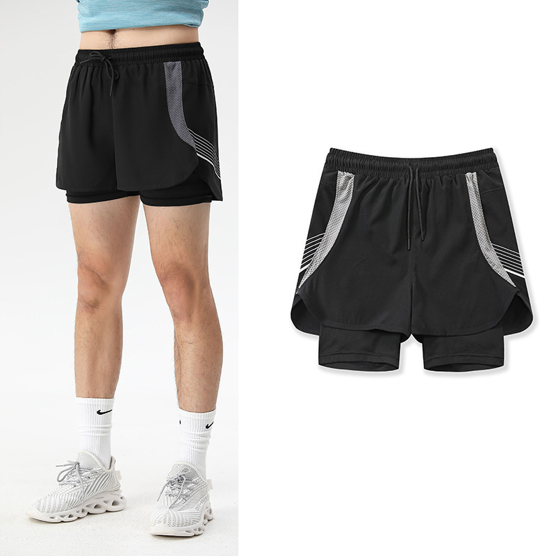 Double-Layer Shorts for Men, Cross-Border Beach Summer Sports Casual Design, Running Badminton Training Quick-Dry Five-Point Shorts Double-Layer Shorts for Men, Cross-Border Beach Summer Sports Casual Design, Running Badminton Training Quick-Dry Five-Point Shorts