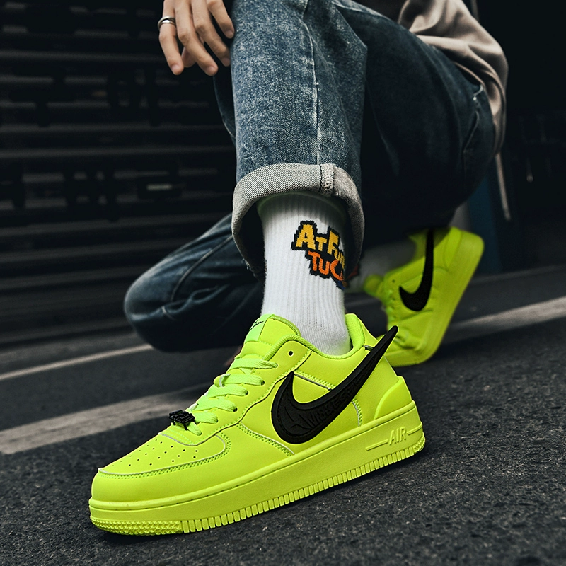 Кеды низкие (Nike Air Force 1) — флуоресцентная деталь, размеры 36–44, лёгкие 0,23 кг