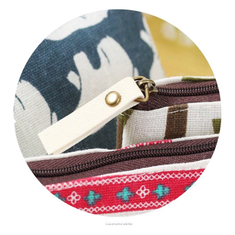 Хлопок и лен маленький свежий Ретро корейский стиль кошелек для монет простая модная холщовая мультяшная сумка для ключей сумка для карт