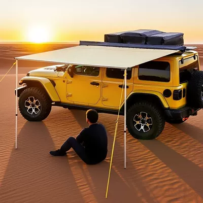 Avtomobil yan çətirləri — Canopy Side Tent Suv Off-Road - khaki-car-edge-canopy-pu-shell-16x25
