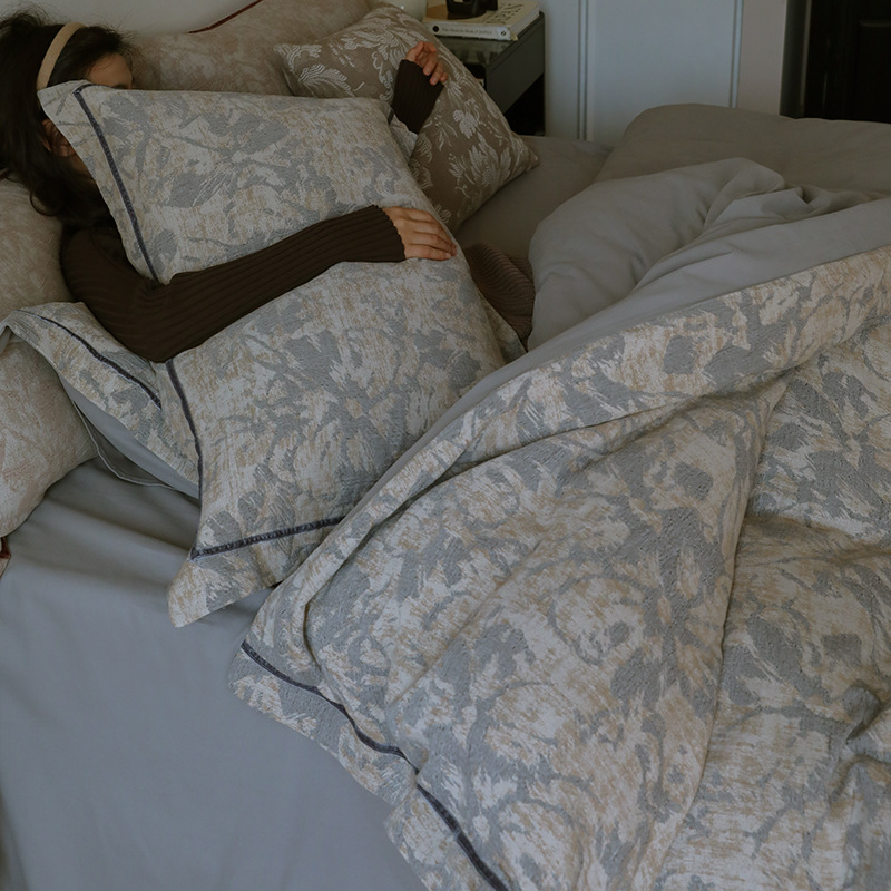 Conjunto de roupa de cama boho em algodão estilo francês jacquard_voghion.com