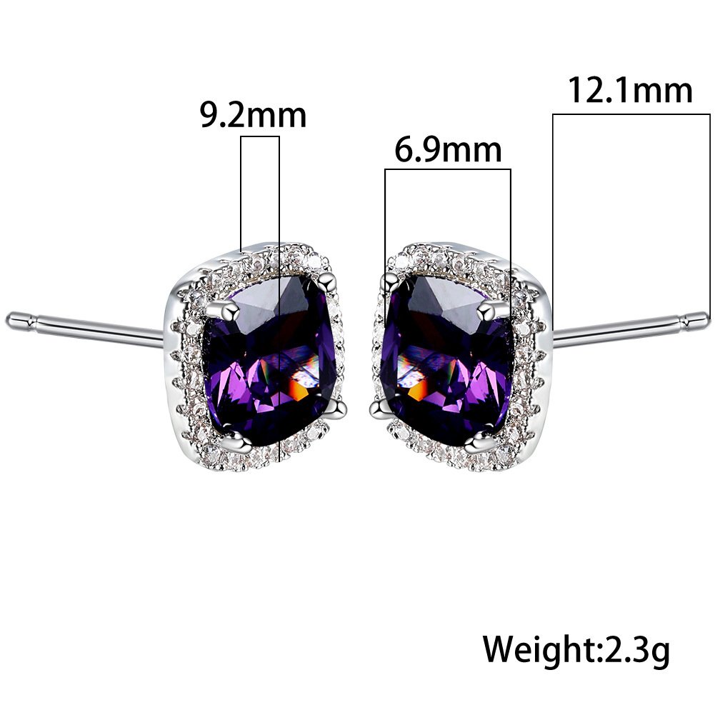 Fashion Geometric Copper Inlay Zircon Ear Studs 1 Pair