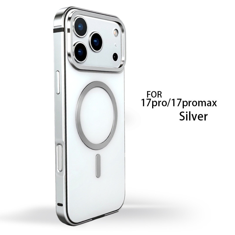 跨境适用IPHONE17PROMAX原机色手机壳金属边框复合背板磁吸防摔护|undefined