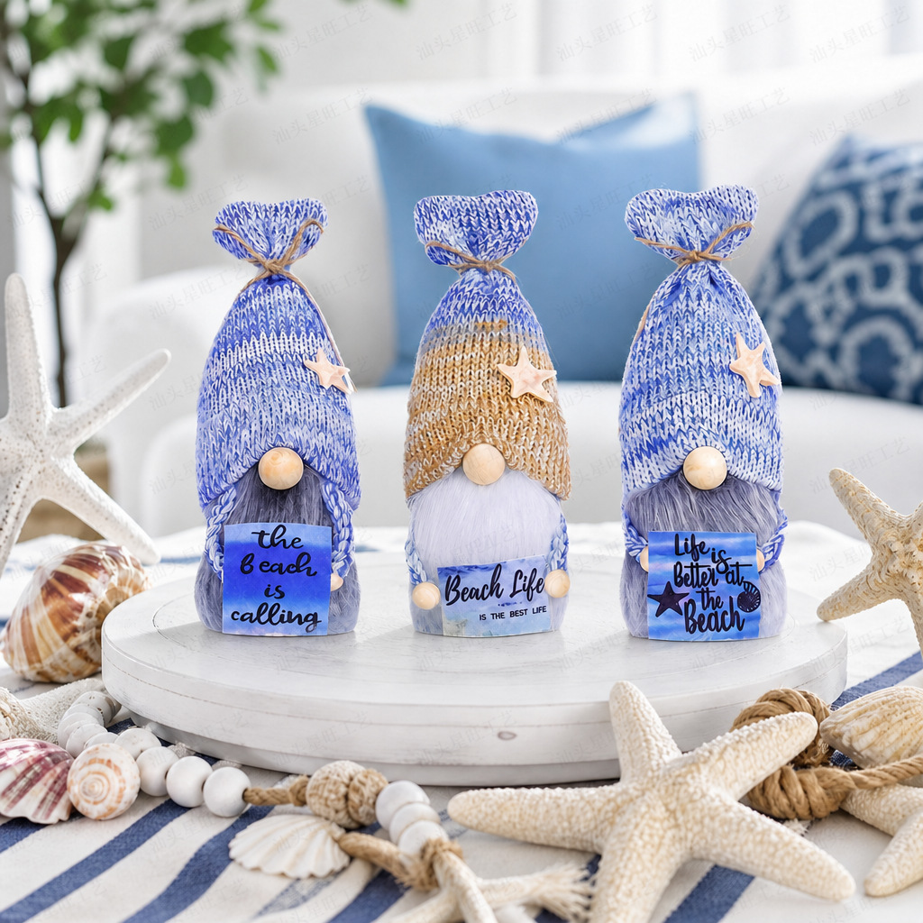 Ocean Festival lindo muñeca sin rostro muñeca de punto muñeca estrella de mar Rudolf Goblin muñeca Decoración