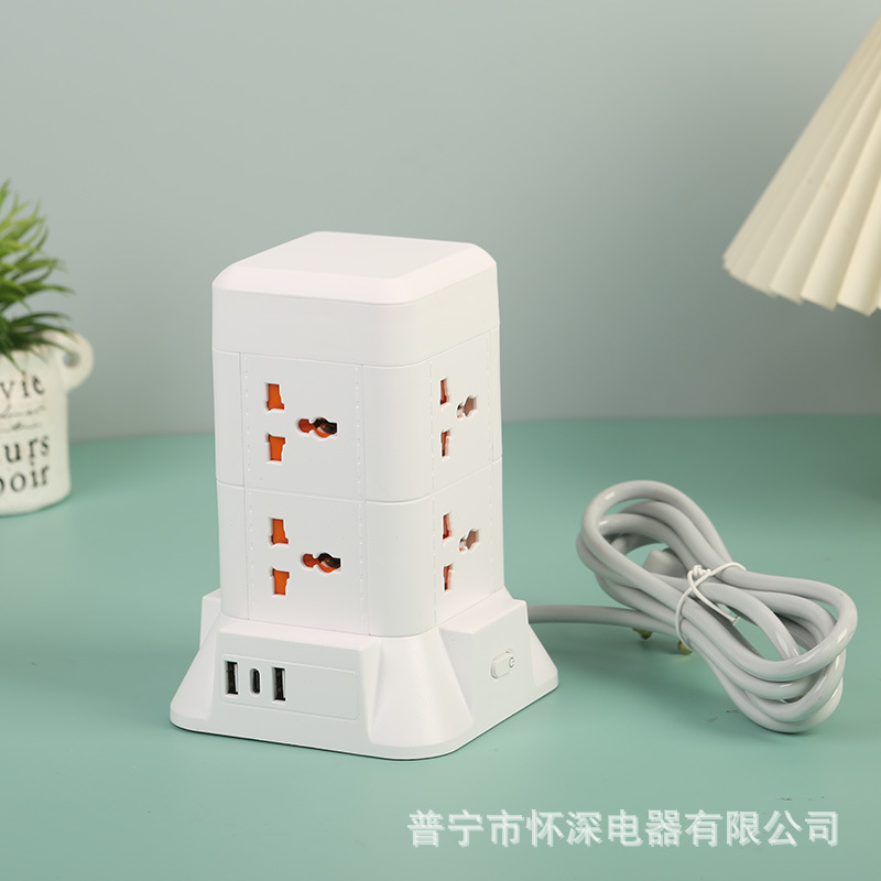 Doble torre en forma de conector de ocho bits 2USB + 1PD interruptor de cabezal shaker estándar británico estándar europeo estándar estadounidense Singapur Malasia