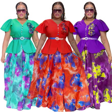 跨境新款佩斯利印花纽扣A字裙欧美外贸亚马逊女装大码短袖连衣裙