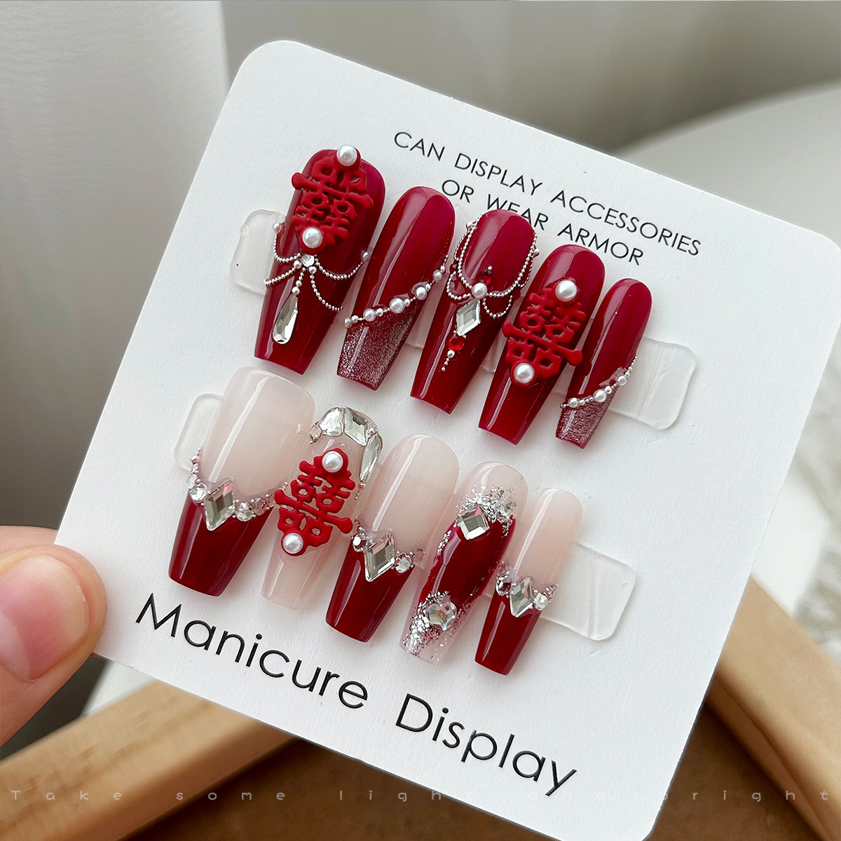 Joyería de diamantes de uñas estilo chino desgaste pieza de uñas material terminado paquete Novia boda uñas Año Nuevo aleación afortunada diamante