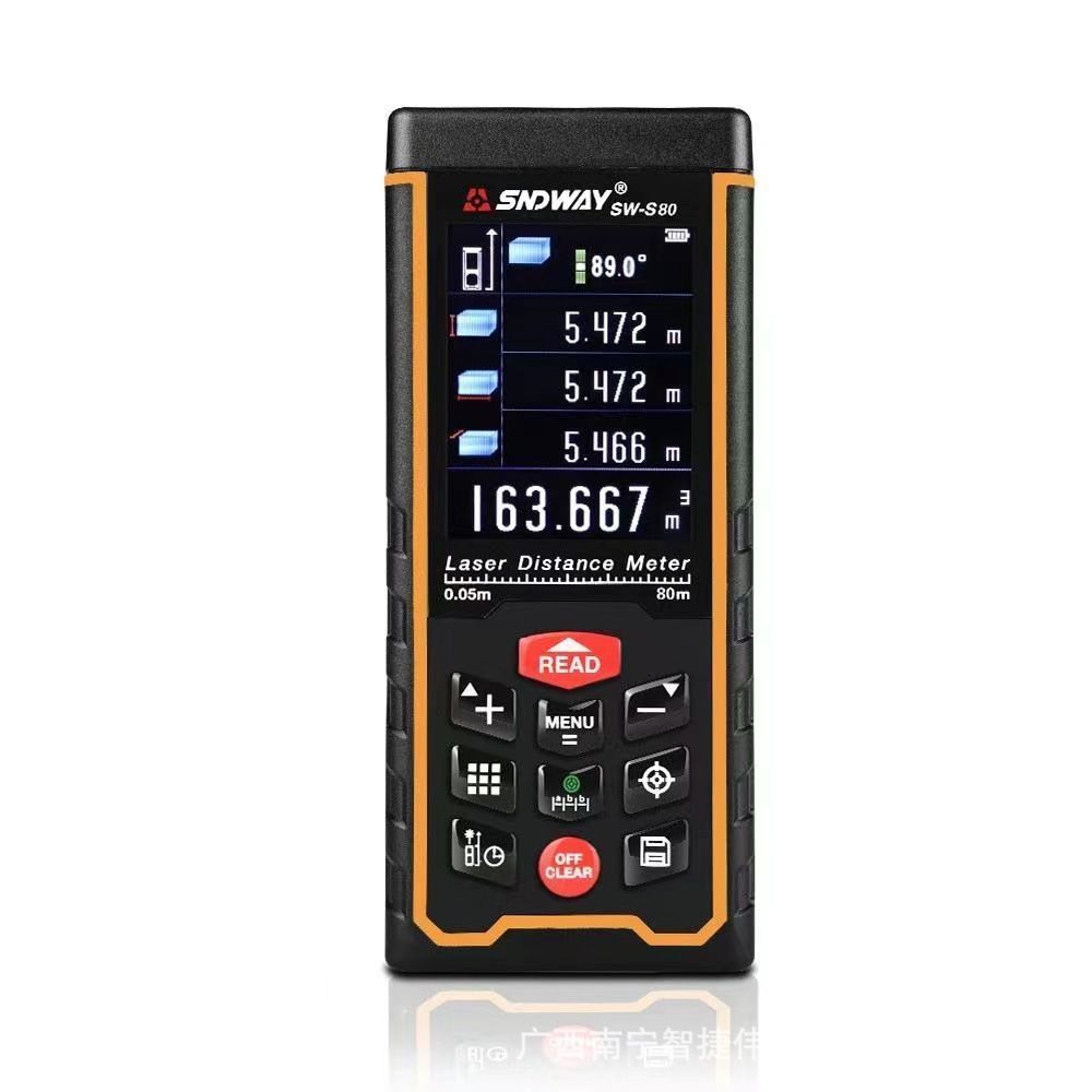深达威激光测距仪SW-S80/120室内外测量仪手持红外线电子尺英文版
