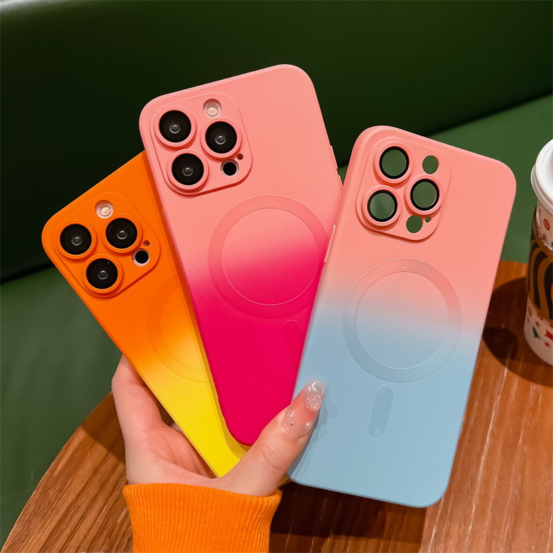 60g Weight iPhone Applicable Brands Silica Gel Material Gradient Color Pattern INS Style Style Ins Style Gradient Color Silica Gel Phone Cases 2