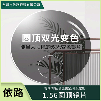 厂家批发1.56圆顶眼镜片变色变灰变茶镜片看近看远双用树脂镜片|ms