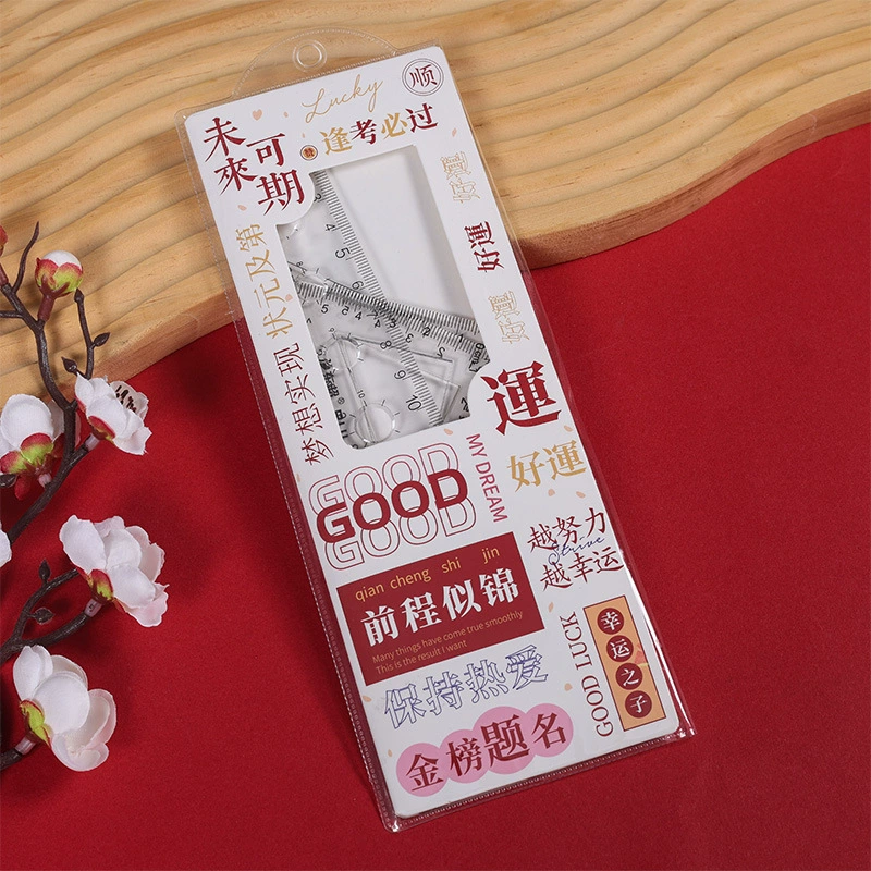 Transparent 20 cm Student Ruler Set, 4‑Piece, Elementary School Geometry Rulers