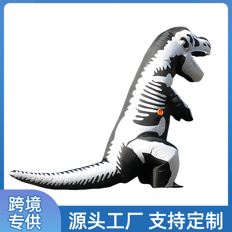 Halloween extraño negro T. rex ropa inflable muñeca cosplay esqueleto dinosaurio ropa inflable jugar
