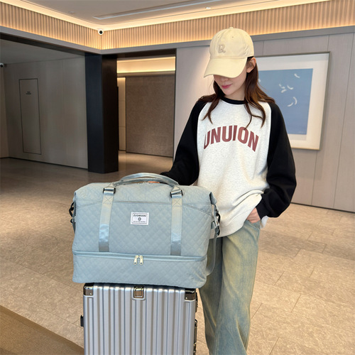 Portable suitcase for business trips, foldable large-capacity multi-functional fitness bag, simple and stylish trendy travel bag