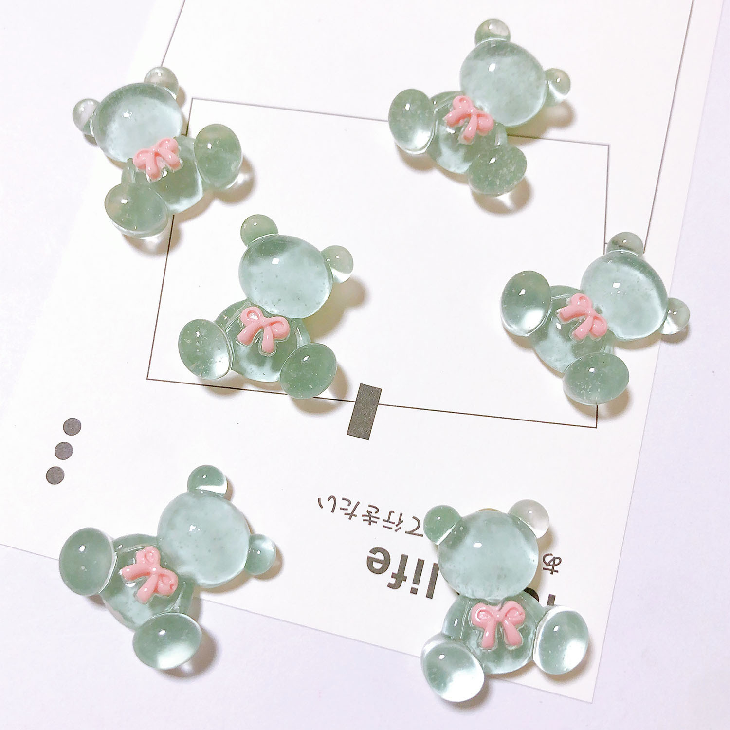 Hielo transparente resina oso accesorios venta al por mayor DIY teléfono móvil Shell crema pegamento horquilla taza de agua material decorativo oso transparente