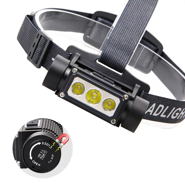 New Multifunctional Headlight Usb-C Rechargeable Flashlight Magnetic Work Light High Capacity 21700 Battery Headlight