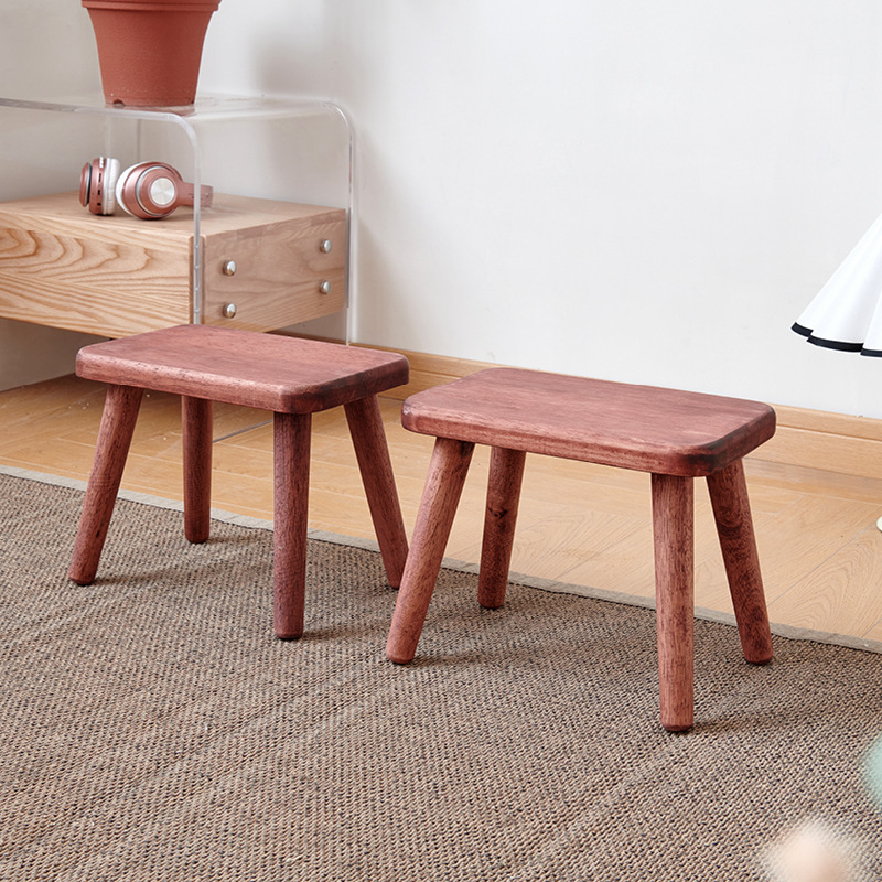 Cross-Border Solid Wood Small Stool, Household Low Stool, Living Room Small Chair, Baby Shoe-Changing Stool, Simple Square Stool, Children's Nordic Style