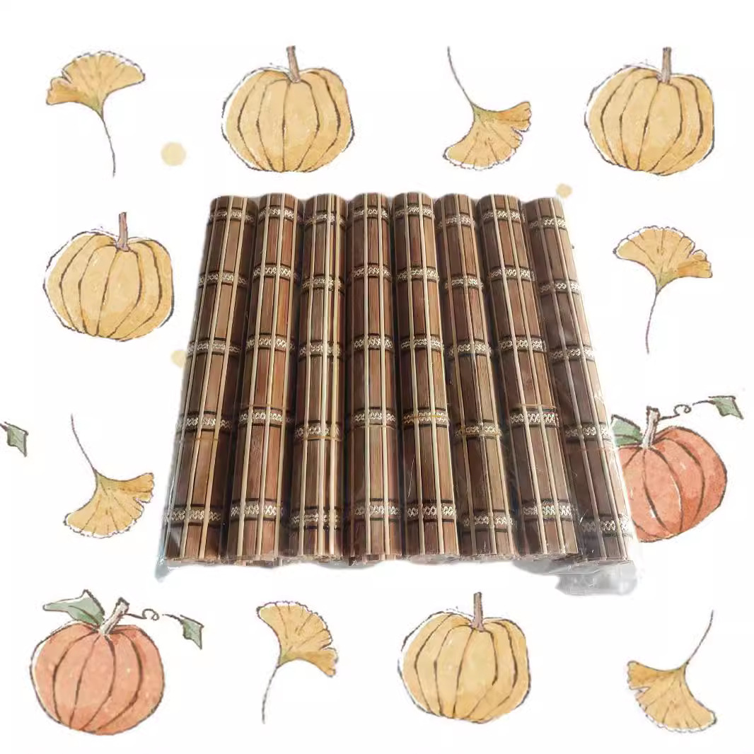 Cojín de bambú tejido spot transfronterizo almohadilla de comedor resistente al quemado almohadilla de aislamiento térmico puede almacenar plegable almohadilla de comedor de bambú lavable almohadilla de taza